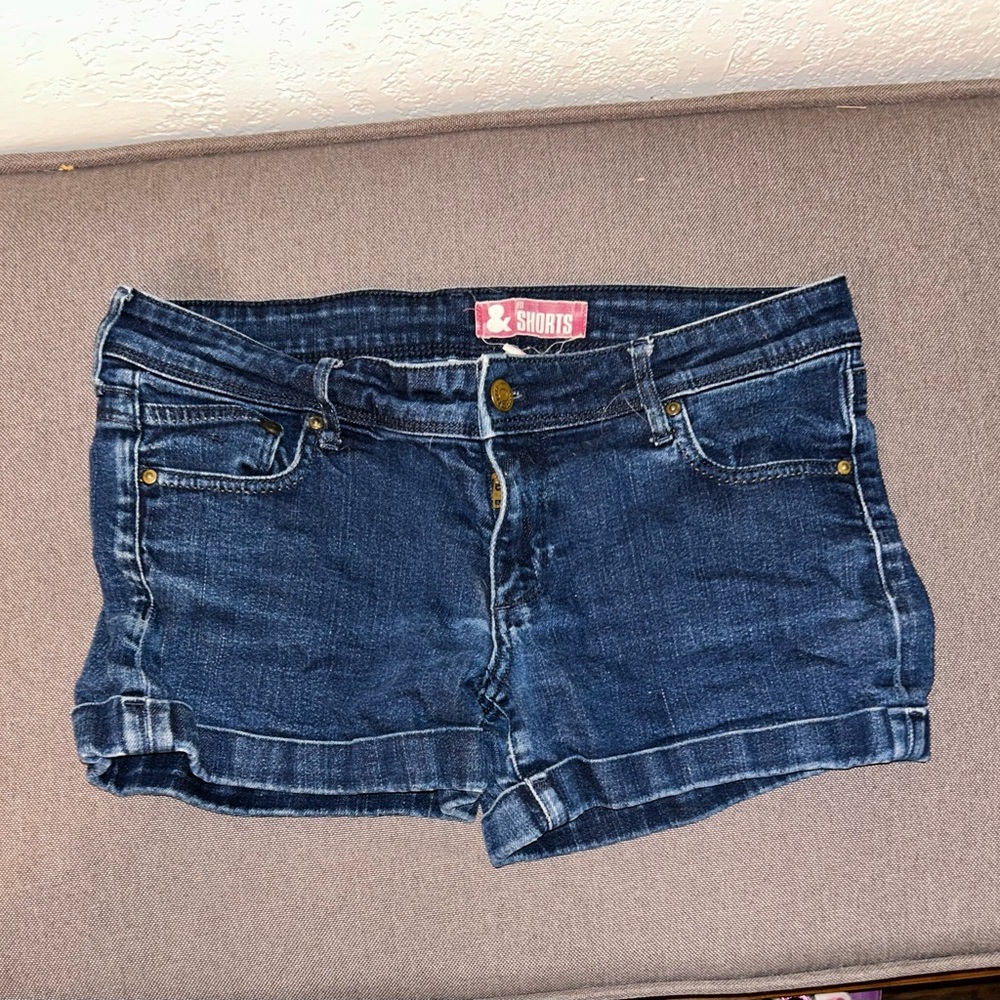 H&M Size 29” Dark Blue Wash Cuffed Jean Shorts
